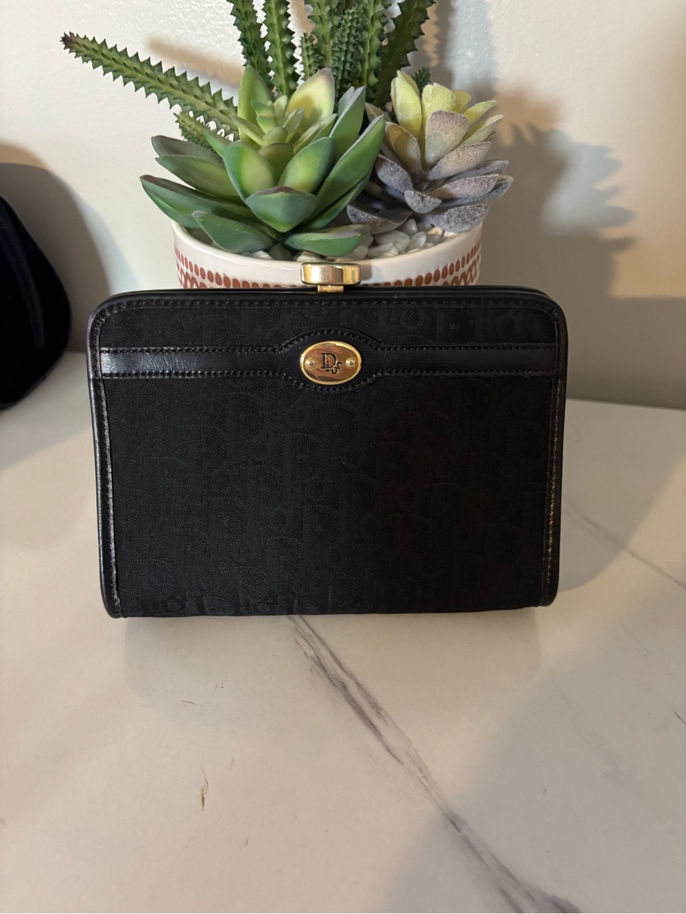 Dior Trotter Kisslock Pouch Black
